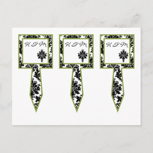Carte Postale 3 Coupe Gâteaux Pictures Black Green Damask Lace I (Devant)