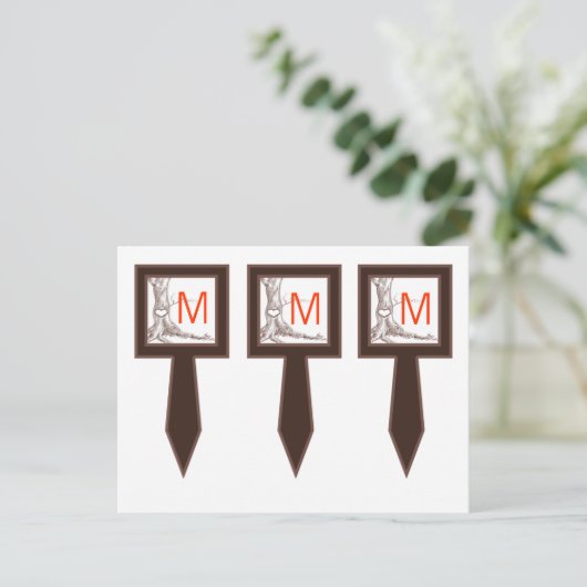 Carte Postale 3 Coupe Pique-Cake Arbre Automne Carvages Initiaux (Debout devant)