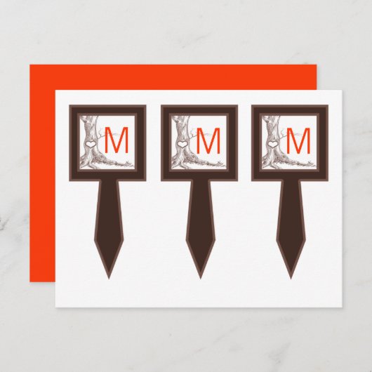 Carte Postale 3 Coupe Pique-Cake Arbre Automne Carvages Initiaux (Devant / Derrière)