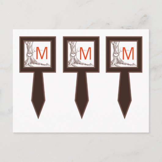 Carte Postale 3 Coupe Pique-Cake Arbre Automne Carvages Initiaux (Devant)