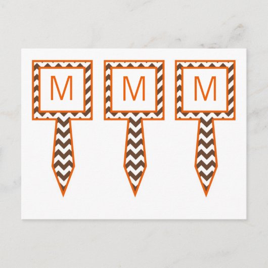 Carte Postale 3 cueillettes de gâteau Brown Orange Chevron Nom F (Devant)