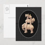 Carte Postale 3 éléphants et 1 canard (Devant / Derrière)