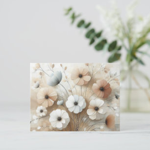 Carte Postale 3 Fleurs modernes Beige-Rose