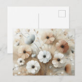 Carte Postale 3 Fleurs modernes Beige-Rose (Devant / Derrière)