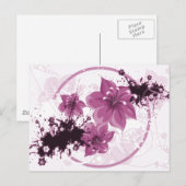 Carte Postale 3 Jolies Fleurs - Rose (Devant / Derrière)