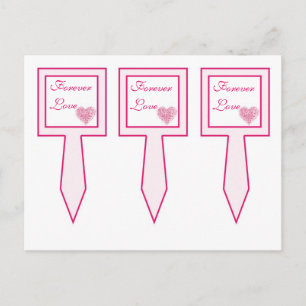 Carte Postale 3 pâtisseries de la coupe Mariage de coeur rose pâ