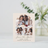 Carte Postale 3-Photo Arch Collage Code QR Faire-part Beige (Debout devant)