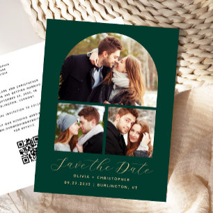 Carte Postale 3-Photo Arch Emerald Green QR Code Enregistrer la 