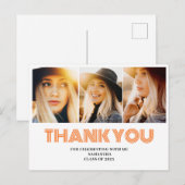 Carte Postale 3 Photo Collage Merci de graduation (Devant / Derrière)