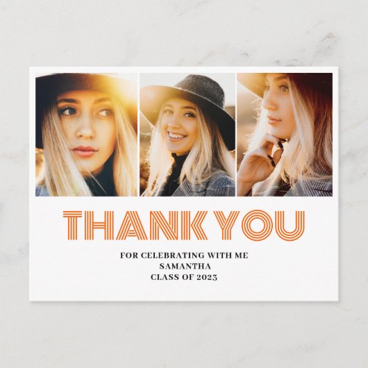 Carte Postale 3 Photo Collage Merci de graduation (Devant)