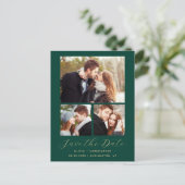Carte Postale 3-Photo Emerald Green Gold QR Code Enregistrer la  (Debout devant)