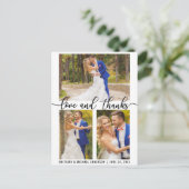 Carte Postale 3 Photo Modern Mariage Love and Thanks Script (Debout devant)