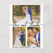 Carte Postale 3 Photo Modern Mariage Love and Thanks Script (Devant)