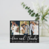Carte Postale 3 Photo Modern Mariage Love Merci White Script (Debout devant)