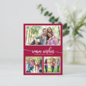 Carte Postale 3 Photos Chaleureux Voeux Simple Noël Moderne (Debout devant)