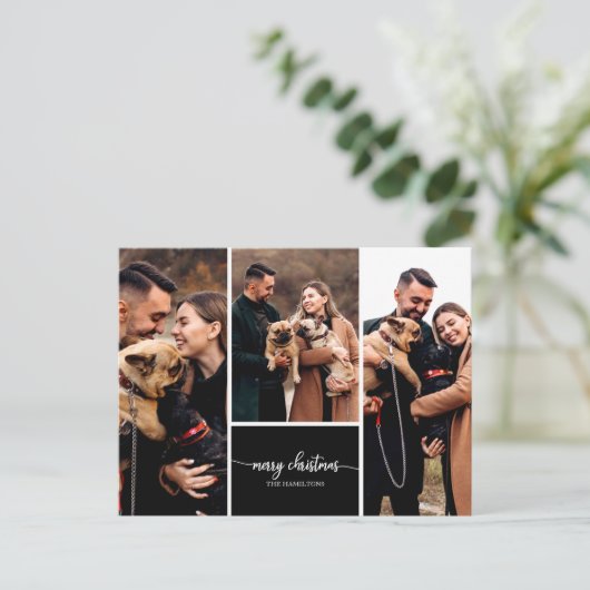 Carte Postale 3 Photos Collage élégant Joyeux Noël Noir (Debout devant)