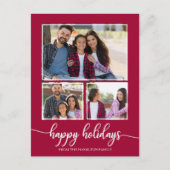 Carte Postale 3 photos Collage Happy Holidays Modern Christmas (Devant)