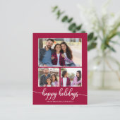 Carte Postale 3 photos Collage Happy Holidays Modern Christmas (Debout devant)