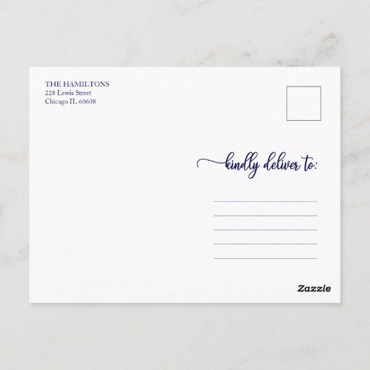 Carte Postale 3 Photos Collage joli Script Joyeux Noël Bleu (Dos)