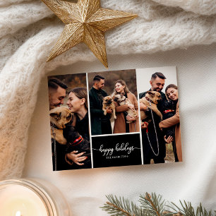 Carte Postale 3 Photos Collage Joyeuses Fêtes de Noël Noir