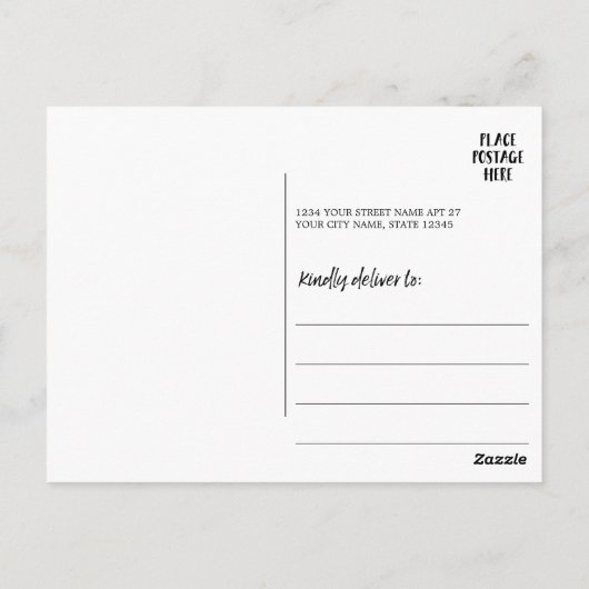 Carte Postale 3 Photos tendance noir & blanc nom de script moder (Dos)