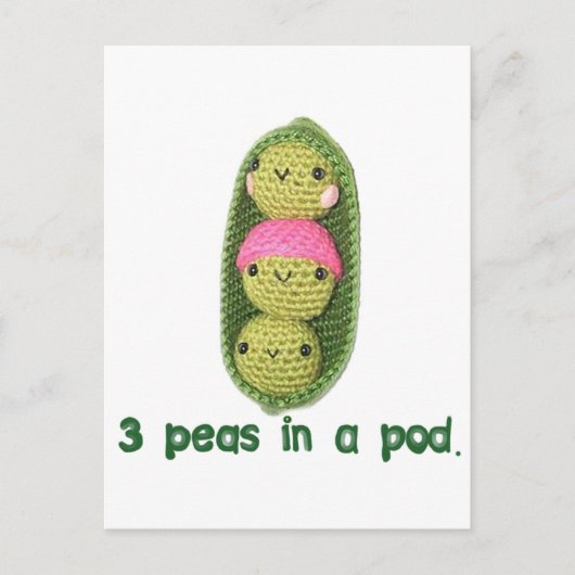 Carte Postale 3 pois dans un pois (Devant)