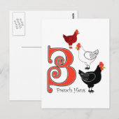 Carte Postale 3 poules françaises (Devant / Derrière)