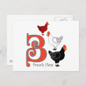 Carte Postale 3 poules françaises (Devant / Derrière)