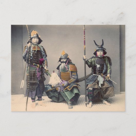 Carte Postale 3 Samurai en armure photo Vintage (Devant)