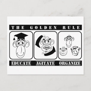 Carte Postale 3 singes éduquer agiter organiser