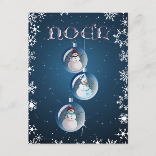 Carte Postale 3 SNOWMEN & SNOWFLAKES par SHARON SHARPE (Devant)