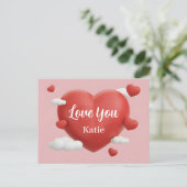 Carte Postale 3D Render of Vibrant Red Heart with Custom Name (Debout devant)