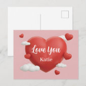 Carte Postale 3D Render of Vibrant Red Heart with Custom Name (Devant / Derrière)