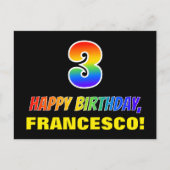 Carte Postale 3e anniversaire : Bold, amusant, simple, arc-en-ci (Devant)