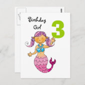 Carte Postale 3e anniversaire cadeau pour une fille, mignonne si (Devant / Derrière)