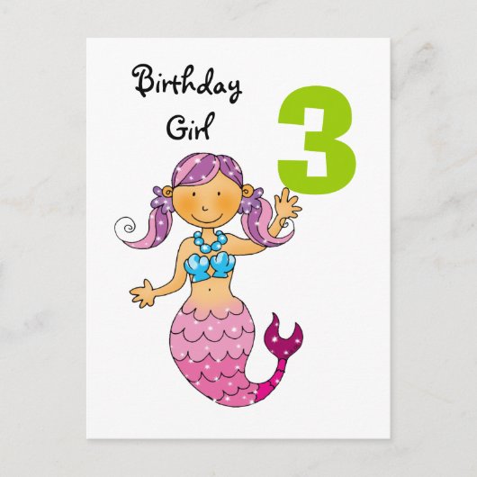 Carte Postale 3e anniversaire cadeau pour une fille, mignonne si (Devant)