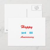 Carte Postale 3e ANNIVERSAIRE heureux CADEAUX DE RETOUR porte -  (Devant / Derrière)