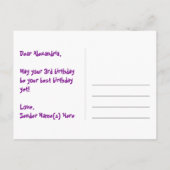 Carte Postale 3e Anniversaire : motif d'étoiles amusantes, arc-e (Dos)