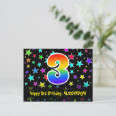 Carte Postale 3e Anniversaire : motif d'étoiles amusantes, arc-e (Debout devant)