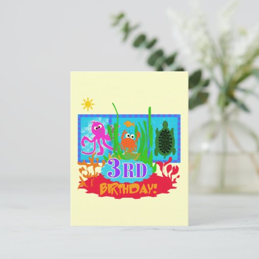 Carte Postale 3ème Aventure sous-marine Tshirts d'anniversaire (Debout devant)