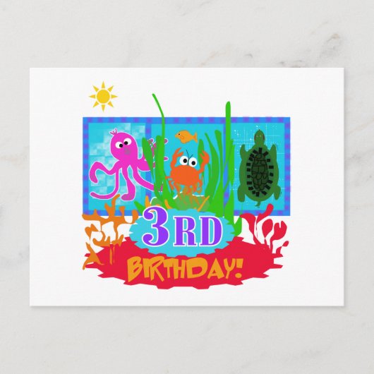 Carte Postale 3ème Aventure sous-marine Tshirts d'anniversaire (Devant)