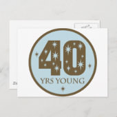 Carte Postale 40 ans 40e anniversaire bleu (Devant / Derrière)