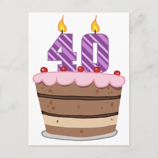 Carte Postale 40 ans sur le gâteau d'anniversaire (Devant)