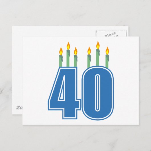 Carte Postale 40 bougies d'anniversaire (bleu / vert) (Devant / Derrière)
