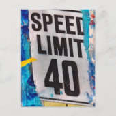 Carte Postale 40 Speed Limit mixed media collage (Devant)