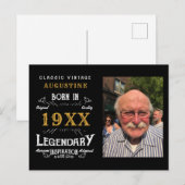 Carte Postale 40e anniversaire Black Gold Retro Photo (Devant / Derrière)