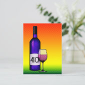 Carte Postale 40e anniversaire : bouteille de vin & verre (Debout devant)