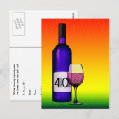 Carte Postale 40e anniversaire : bouteille de vin & verre (Devant / Derrière)