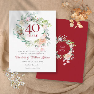 Carte Postale 40e anniversaire de mariage Rubis Save the Date Gu