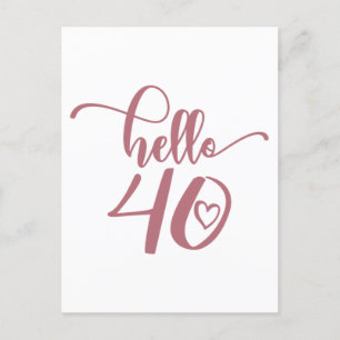 Carte Postale 40e anniversaire femmes Bonjour 40 Mignon 40 ans